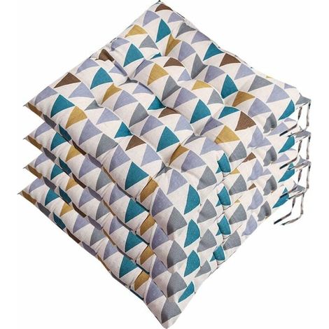 YMYNY - Juego de 4 almohadillas para silla, suaves y acolchadas, con lazos, para decoración del hogar y la oficina, multicolor, 40 x 40 cm