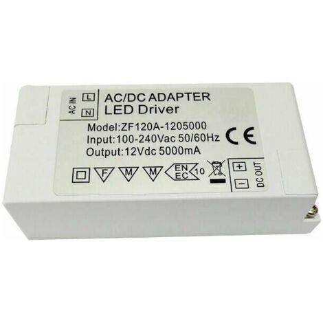 Alimentation Led 12v, Transformateur Led 60w Ac 220v À 12v Dc 5a Transfo Led, Tension Constante Adaptateur Convertisseur Led Driver, Pour Bandes Led Et Ampoule Led Mr16 G4 Mr11 (Pack De 1)