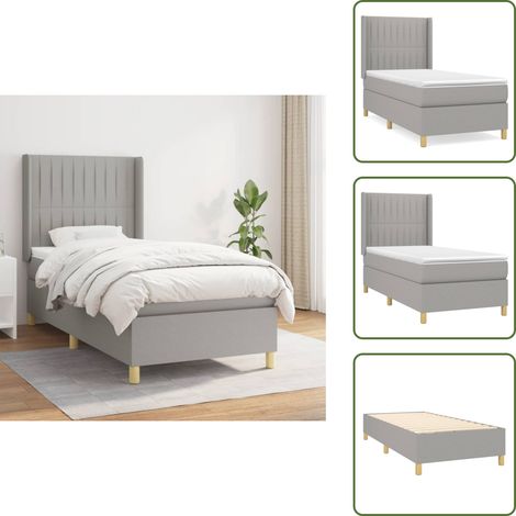 Cama con cabecero ajustable - vidaXL Cama box spring con colchón tela gris claro 100x200 cm - Colchón de espuma