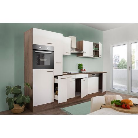 Cuisine Kitchenette bloc cuisine intégrée Chêne York Blanc Oliver 310 cm Respekta