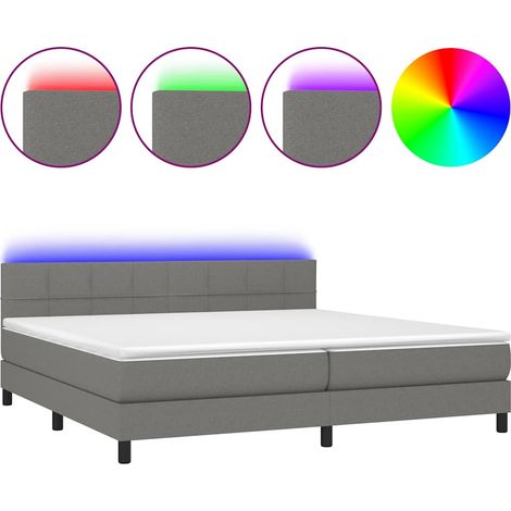 Maison Exclusive - Letto a Molle Materasso e LED Grigio Scuro 200x200cm in Tessuto (1/5)