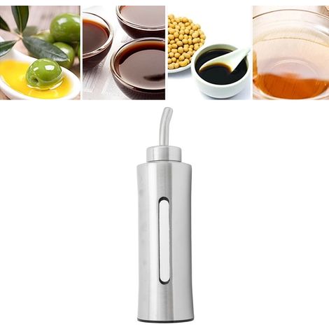 Bouteille d'huile et de vinaigre portable en acier inoxydable 304 avec fenêtre transparente, style restaurant et cuisine, 6 (1/5)