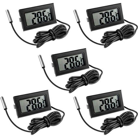 5 Pièces Thermomètre Frigo Digital, Sonde Temperature Numérique avec Écran LCD, Thermomètre Température avec Sonde de (1/5)