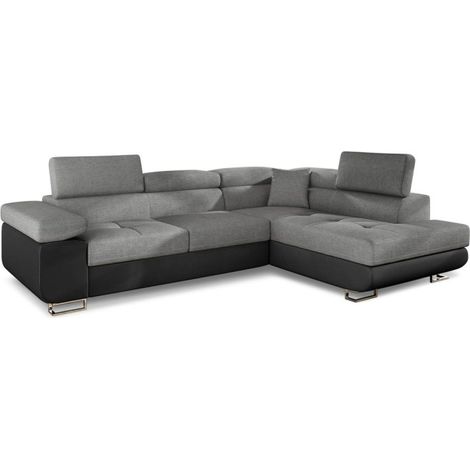Canapé Convertible d'Angle Droit "Toms" 275cm Gris (1/3)