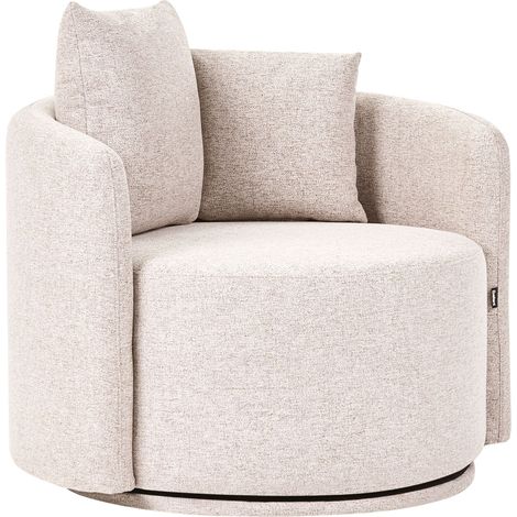 Poltrona girevole con 2 cuscini rivestimento in tessuto schienale beige Ennora