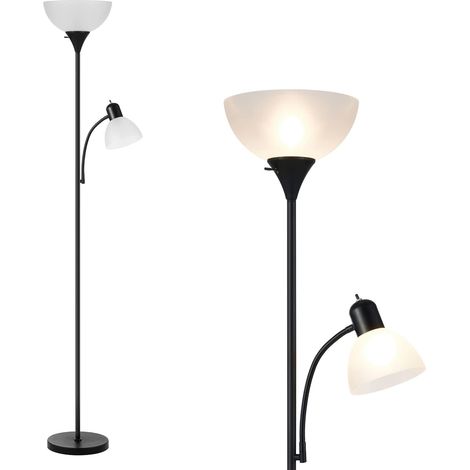 Adjustable Black Floor Lamps with Reading Light Modern Floor Lamp for Living Room/Office 72'' High Lamp - Corner Lamps with Side Reading Lamp (Black) (1/5)