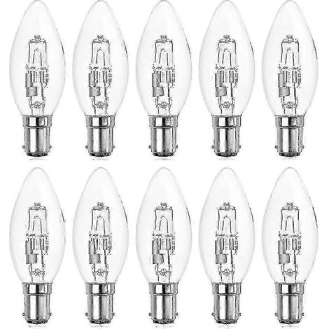 Lot de 10 ampoules halogènes B15d, dimmables, 42 W, type bougie, culot à baïonnette C35. (1/5)