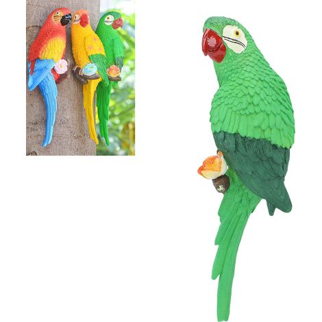 Estatua decorativa de loro – Guacamayo – Resina resistente a la intemperie – Para jardín, balcón, terraza – Decoración verde (1/5)