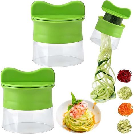 Set of 2 spiral vegetable cutters, vegetable spaghetti maker, space-saving spiral vegetable cutter, zucchini spaghetti, ergonomic, foldable, easy cutting for more fruit (1/5)