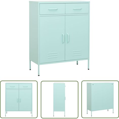 The Living Store Lagerschrank Minzgrün 80x35x101,5 cm Stahl - Metallschrank - Aufbewahrungsraum - Garderobe - Wohnzimmermöbel - Schlafzimmermöbel (1/5)