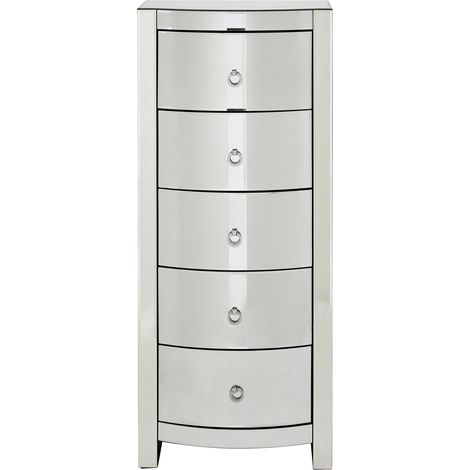 Interiors by Premier 5 Drawer Tallboy Chest, Mirrored Drawer Chest Storage Unit, Tallboy Drawer Storage Space, Tall Chest Drawer (1/5)