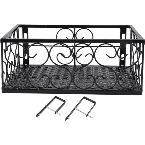 Balconnière en fer renforcé pour rambarde de balcon, étagère décorative avec retenues pour appui de fenêtre, compatible avec rampe de 6,5 cm