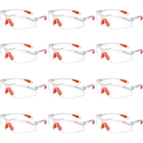 12 pcs Lunettes de Sécurité Surlunettes de Protection Transparentes avec Verres en Plastique Pont-de-Nez et Embouts de Branches en Caoutchouc pour Équipement de Protection Individual Lunette PC (1/5)