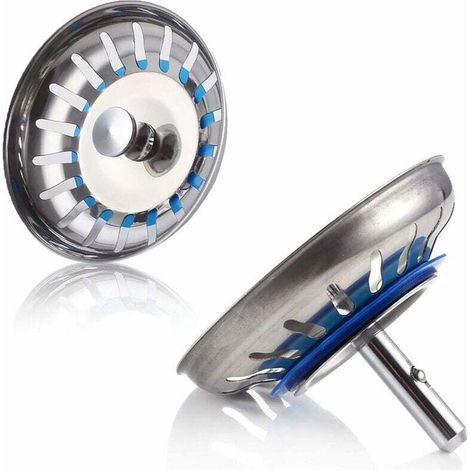 Bouchon Évier Inox 2 Pièces Crépine Acier Inoxydable Filtre pour Cuisine Salle de Bain Diamètre 80mm