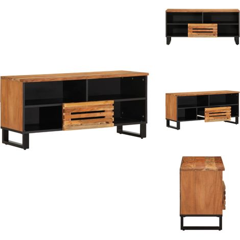 TV-Schrank 100x34x46 cm Massivholz Akazie - TV-Schrank - TV-Schränke - Fernsehschrank - Lowboard (1/5)