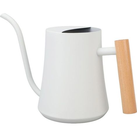 1 arrosoir à long bec, bec fin en acier inoxydable, manche en bois naturel, pot d'arrosage intérieur pour plantes d'appartement (1/5)