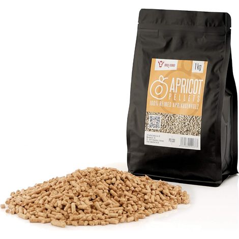 BBQ-Toro Apricot Pellets 100 % bois d'abricot - 1 kg - Granulés d'abricot pour grill, smoker, granulés pour fours à pizza ou systèmes de chauffage - Granulés pour barbecue (1/5)