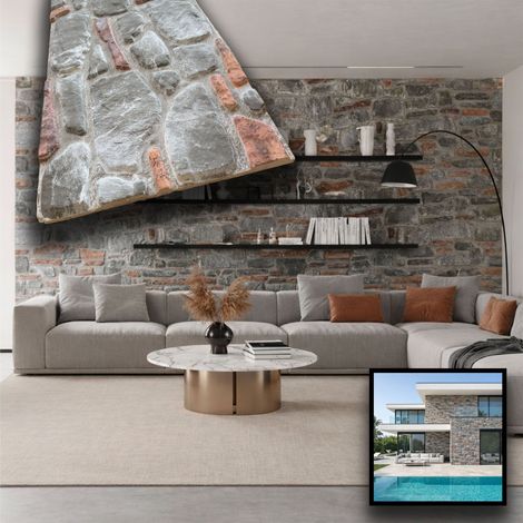 CAPPOTTO esterno - interno isolante in STYROFOAM 3D spess. 3cm (120x50cm) con resine e malta Pietra Residence