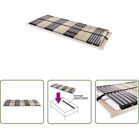 vidaXL Sommier hêtre - Sommier à lattes sans matelas avec 42 lattes 7 zones 80x200 cm (1/5)