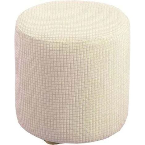 Housse de Pouf Ottomane Carrée/Rond Extensible, Housses de Repose-Pieds en Jacquard Doux pour protéger Le Repose-Pieds, Housse de Pouf avec Fond élastique ( Color : blanc laiteux, Siz (1/4)