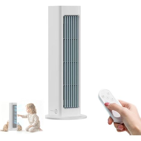 Ventilateur de bureau sans pales - Circulateur d'air portable rechargeable avec télécommande - Ventilateur de refroidissement oscillant à 3 vitesses pour bureau et chambre à coucher - Design mural (1/5)