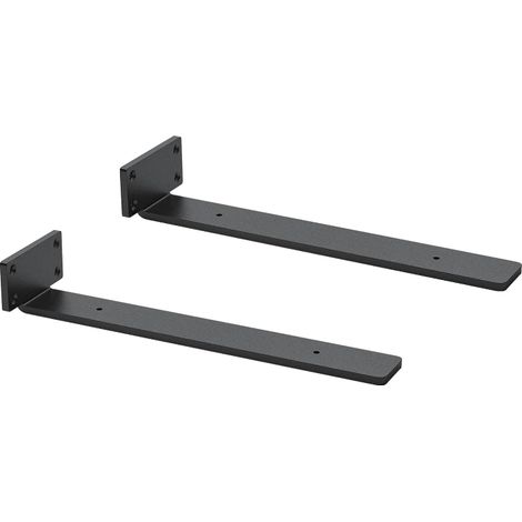 Support d'étagère mural robuste en forme de L pour étagères à monter soi-même, 30 cm, 2 pièces (noir) (1/5)