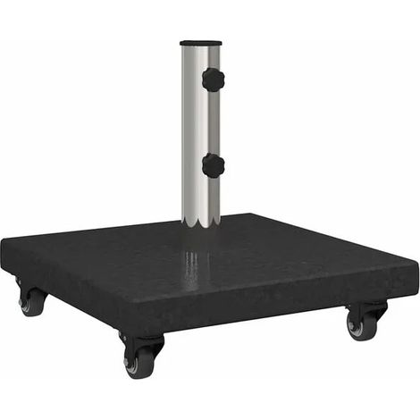 Pied de parasol 30 kg noir Granite carré - Socle de parasol lourd résistant pour jardin terrasse extérieur (1/5)