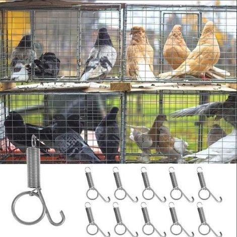 Clips à ressort pour portes de cages à lapins - Lot de 10 - Crochets de fixation pour mangeoires dans les cages à poules, canards, lapins et pigeons - Grande taille 2 x 7,5 cm (1/5)
