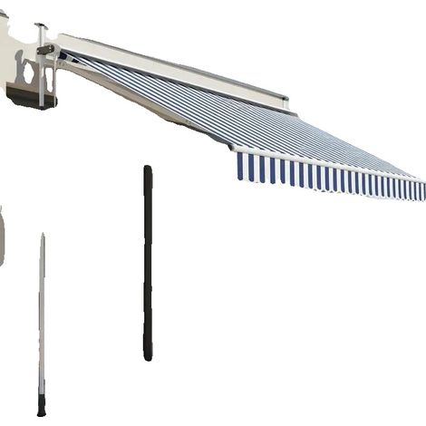 Tenda da sole, a funzionamento manuale, impermeabile e resistente ai raggi UV, gialla e blu (1/2)