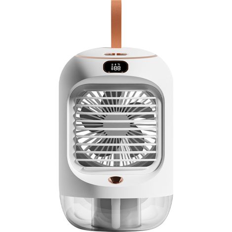 Rafraichisseur d air portable USB avec brumisation ventilateur de table oscillant silencieux pour maison bureau et voyage (1/5)