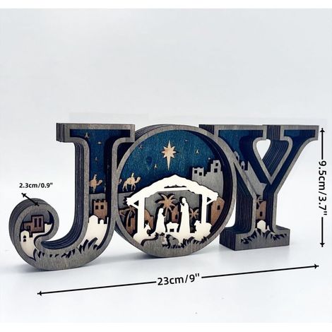Nativity Scene - Wooden Led Light Sign - Christmas Tabletop Mantel Decoration - Religious Holiday Display - 1 Piece (1/4)