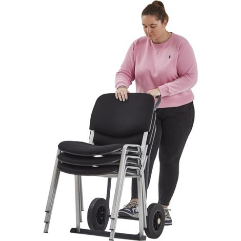 PROVOST - Diable porte-chaises métallique gris clair - Transport de chaises empilables (capacité 150 kg)