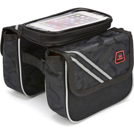 PROMEND MTB-kompatible Aufbewahrungstasche mit Touchscreen-Lenker – Schwarz-Camouflage (1/2)