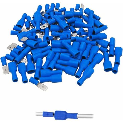 Connecteur à Sertir Électrique Set Connecteur à Sertir en PVC Isolé Cosse Electrique Plate 6.3 mm Cosses Electriques Plates Mâles et Femelles pour Connecteurs à Sertir de 1,5 à 2,5 mm² (16 à 14 AWG) 1 (1/5)