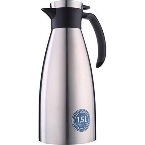 Emsa Soft Grip Caraffa Termica, Chiusura QuickTip, Acciaio, Acciaio/Nero, 0.1x0.1x0.1 cm (1/4)