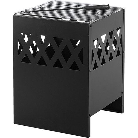Brasero chimenea de acero negro cuadrado para jardín Shiga