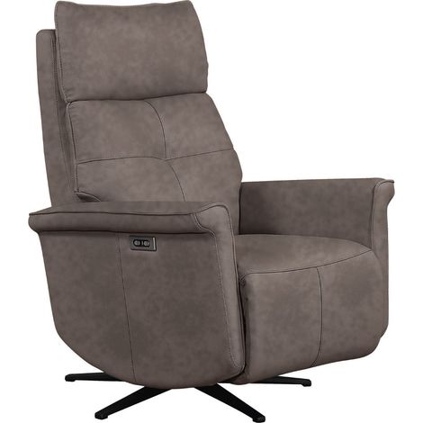 Fauteuil pivotant relax tissu polyester imitation cuir gris-brun marbré - VENUSIA