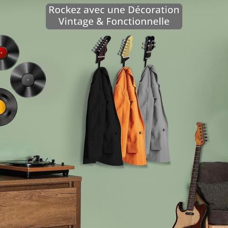 Patère Mural - Vintage - Guitare - 3 Crochets - Résine + Métaux - 20 kg de charge (1/4)
