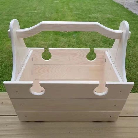 Folding Picnic Basket Table - Outdoor Portable Wooden Folding Table, White