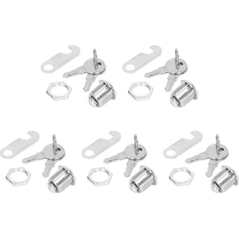 5 Serrures à Came en Alliage de Zinc 5/8" pour Armoire, Boîte à Outils, Distributeur Automatique ou Camion (1/5)