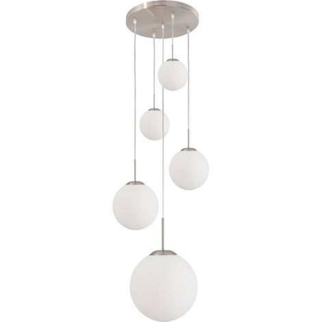 [GEBRAUCHT] B-Ware Steinhauer Hängeleuchte Bollique Led Stahl Opalweiß Glas 5 Flg Deckenlampe Lampe