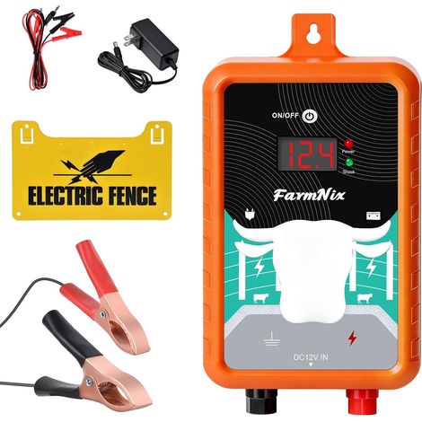 Électrificateur de Clôture Électrique 4 Joules , 24km/15 Miles IP65 Étanche  Alimentation Secteur/Batterie/Solaire – Choc Puissant pour La Protection des Animaux et Dissuasion des Grands Prédateurs (1/5)