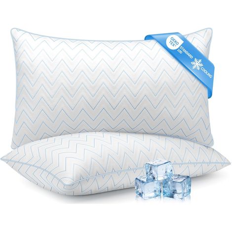 Lot de 2 Oreillers 50x70 cm Konsoefuly, Fibres Polyester Creuses 7D, Taie Refroidissante Respirante, Hypoallergénique, Confort Doux