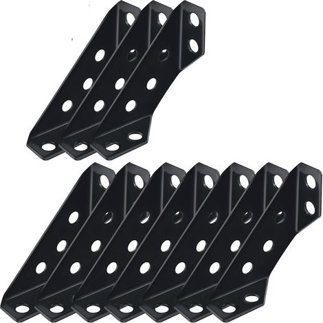 Lot von 10 Verbindungsstücken und Winkeluniversen aus rostfreiem Edelstahl für Etageren, Holzmöbel, Chaiselongue, Tischgestell und Schrank (1/5)