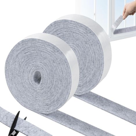 Lot de 2 rouleaux de ruban en feutre autocollant - 4 m x 3 cm x 0,3 cm - Bandes épaisses pour meubles et absorbeurs de condensation - Rouleau de patins en feutre pour chaises, verre, meubles et (1/5)