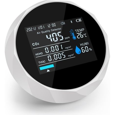 Compteur de particules de poussière professionnel, Moniteur d'air multifonction tcov HCHO CO2 mètre testeur de qualité du gaz humidité température bleu détecteur de contrôle des dents pour la recherch (1/5)