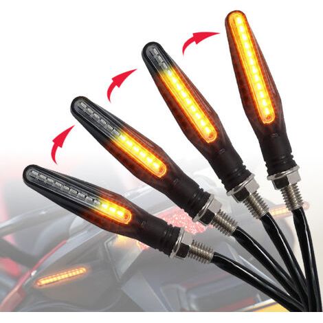 moto Indicateurs 4 PCS Circulation Lumières Clignotant Motocyclette Indicateurs 12V 12 LED Ampoules-Chrom (1/5)