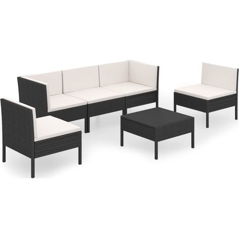 Maison Exclusive - Set Divani da Giardino 6 pz con Cuscini in Polyrattan Nero