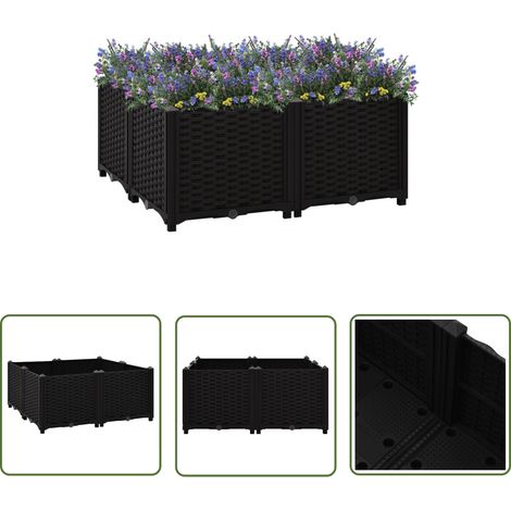 The Living Store Lit surélevé 80x80x38 cm Polypropylène - Jardin - Pots De Fleurs - Jardinière - Bac De Culture - Plante (1/5)
