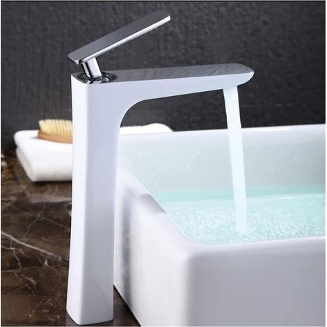Bassin Robinet Baignoire Eau Bassin mitigeur Robinet Robinet Robinet de Salle de Bain Chaude chromée chromée Chaude lavabo lavabo Grue Grue mitigeur d'or Grue(Tall and White) (1/5)